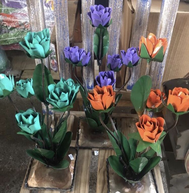 Colorful metal flowers $29 ea