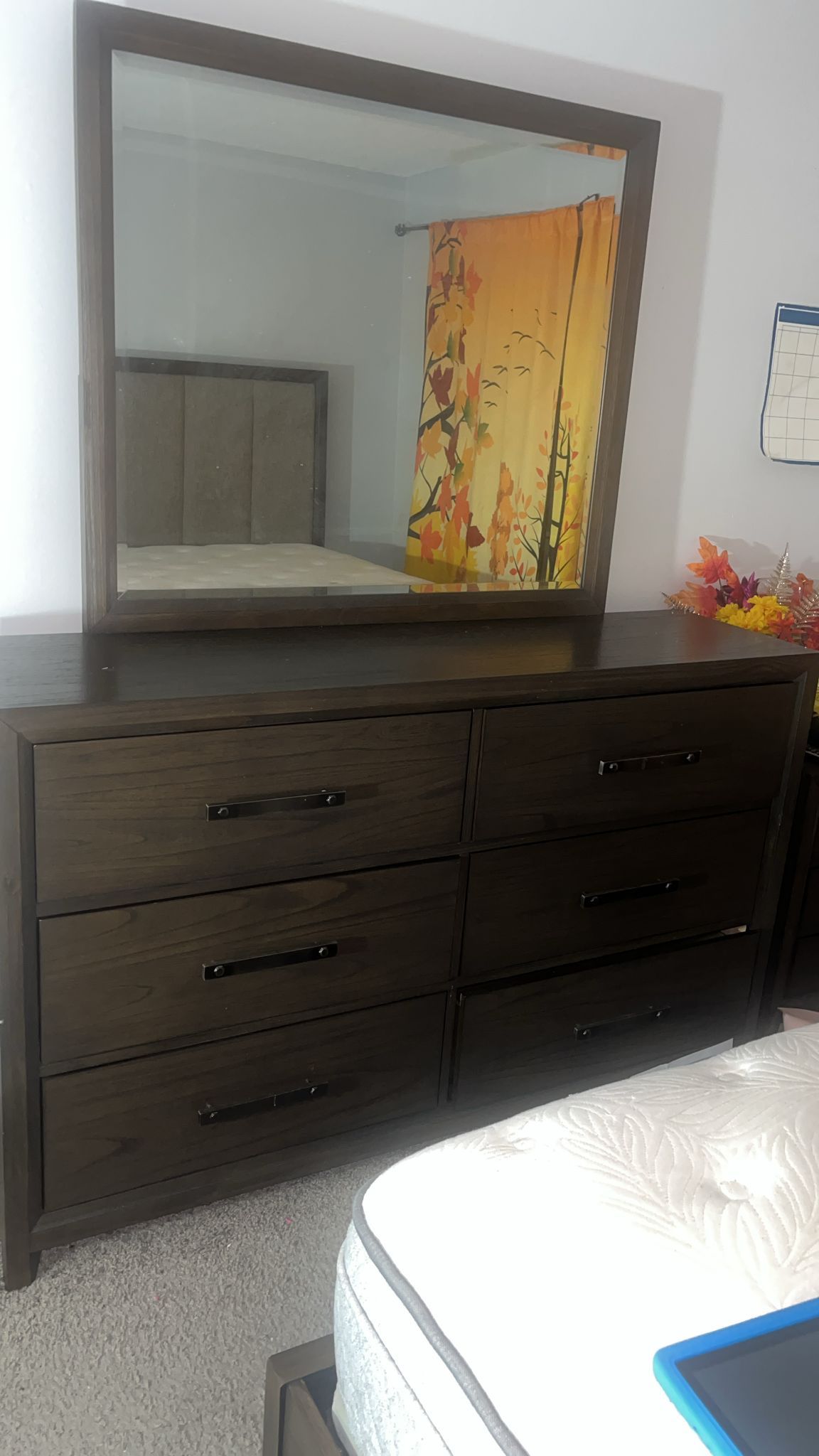 Mirror Dresser With 6 Drawers 