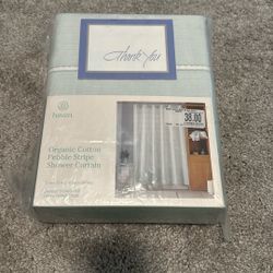 Organic Cotton Pebble Stripe Shower Curtain