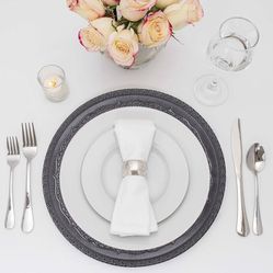 Simply Elegant Eyelet Plastic Charger Plate, 13 inch Diameter | Black | Set of 6