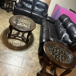 Power Reclining Leather Living Room Set