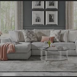 Soft Comfortable 2 PC Left Arm Chaise Sectional With Pillows