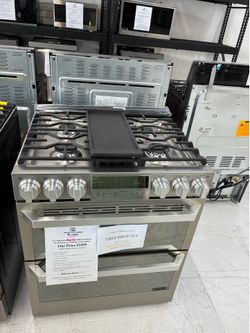 🎆4th Of July Blowout Sale on a Dual Fuel Slide-In Double Over Range Stove