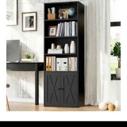 Vongrasig Farmhouse Bookcase with Doors & Storage