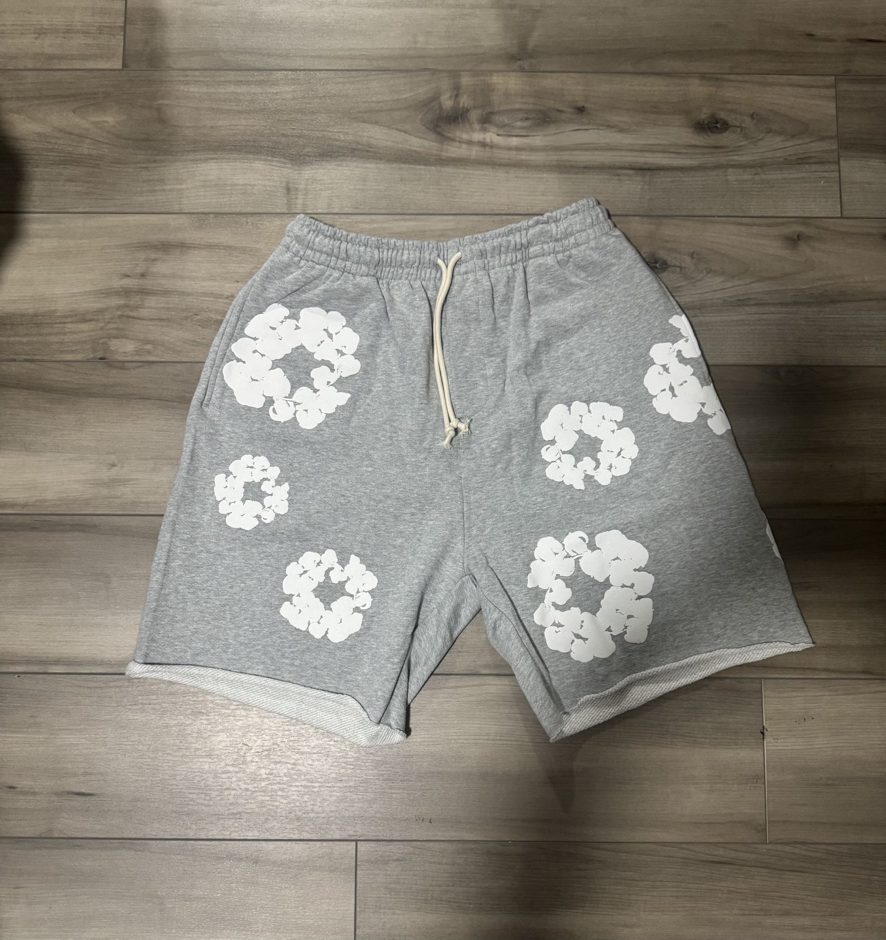 Grey Denim Tear Shorts