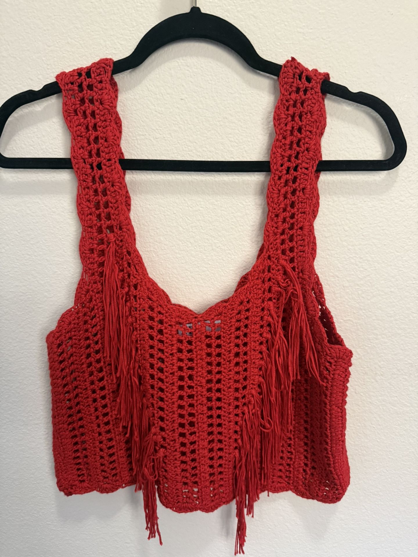 Zara Red Crochet Crop Top