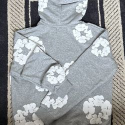 Grey Denim Tear Hoodie