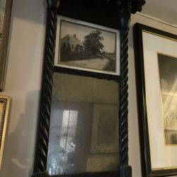Antique Framed Print And Mirror 