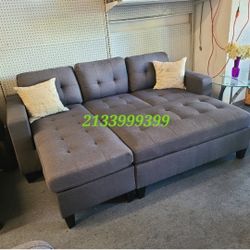 Gray Sectional Sofa With Extra Large Ottoman