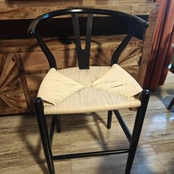 Amazon Brand, Wishbone Counter Height Stool Weave Natural And Black