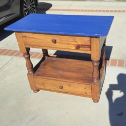 Farmhouse-Style Wooden Kitchen Island / Utility Table