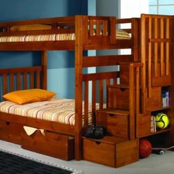 Twin over twin Stair Storage Bunk Bed 