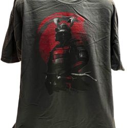 Samurai Warrior T-Shirt XXL Gray Graphic Tee Japan Art Style - Japanese Warrior