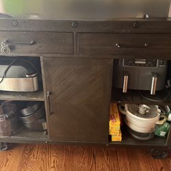 Rustic Kitchen Island / Storage Cabinet – Dark Wood