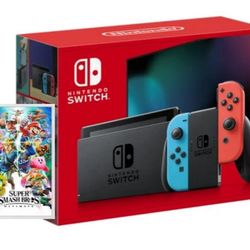 Nintendo Switch Console With Super Smash Bros Game