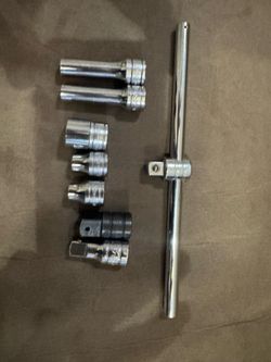 Snap on  sockets and sliding t bar 3/8