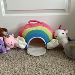 Unicorn Plushies In a Rainbow Case 