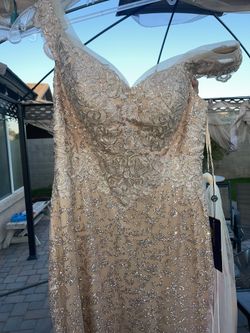 Glitter Formal Long Dress Beige