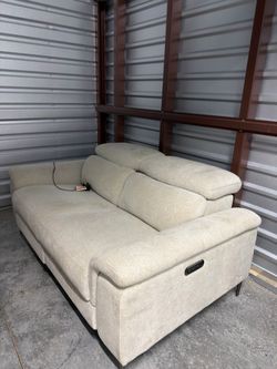 Power Reclining Sofa in Beige Fabric
