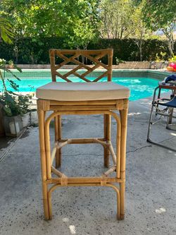 Rattan Bar Stool with Cushion