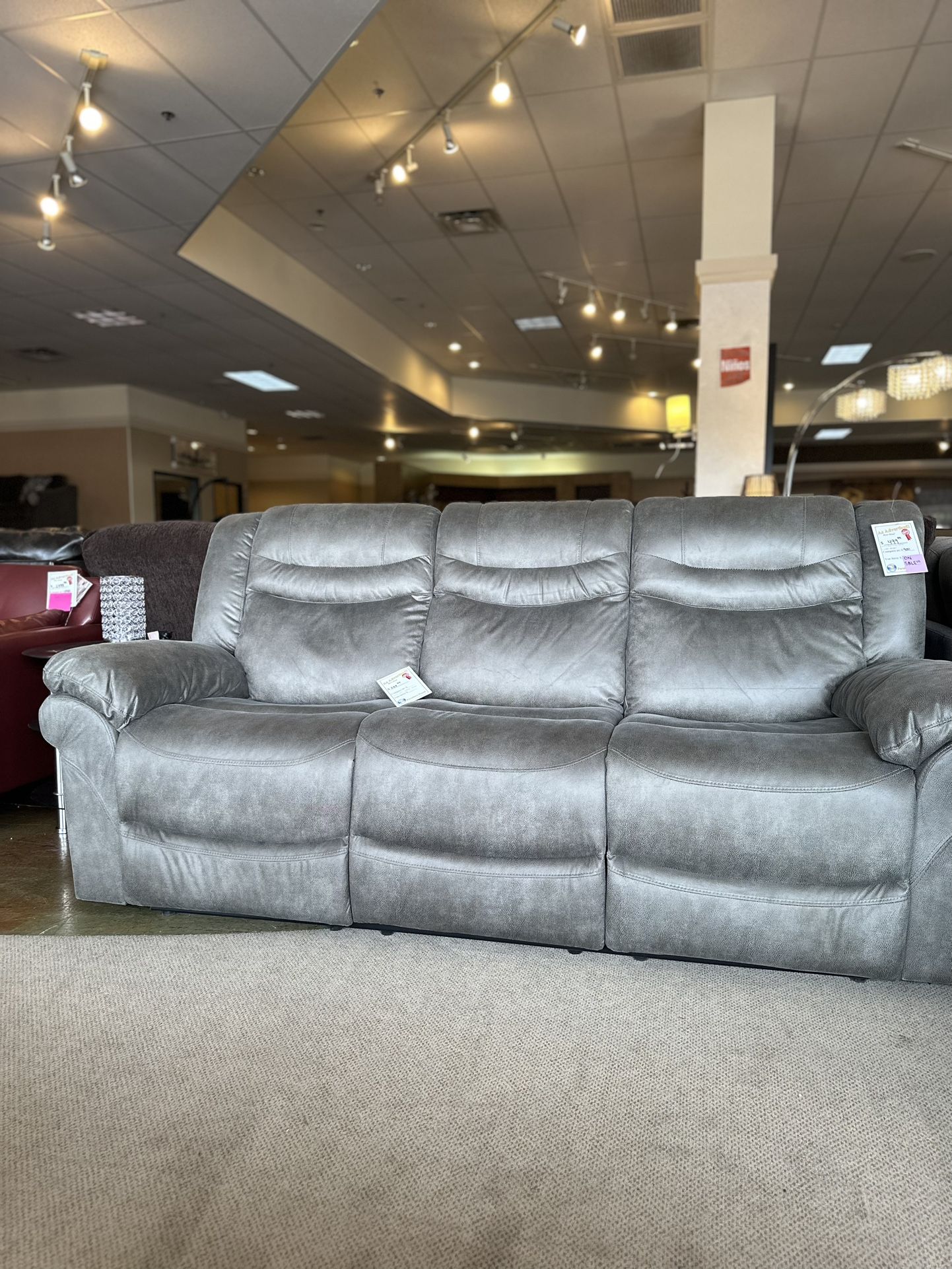 Grey Reclining Sofa