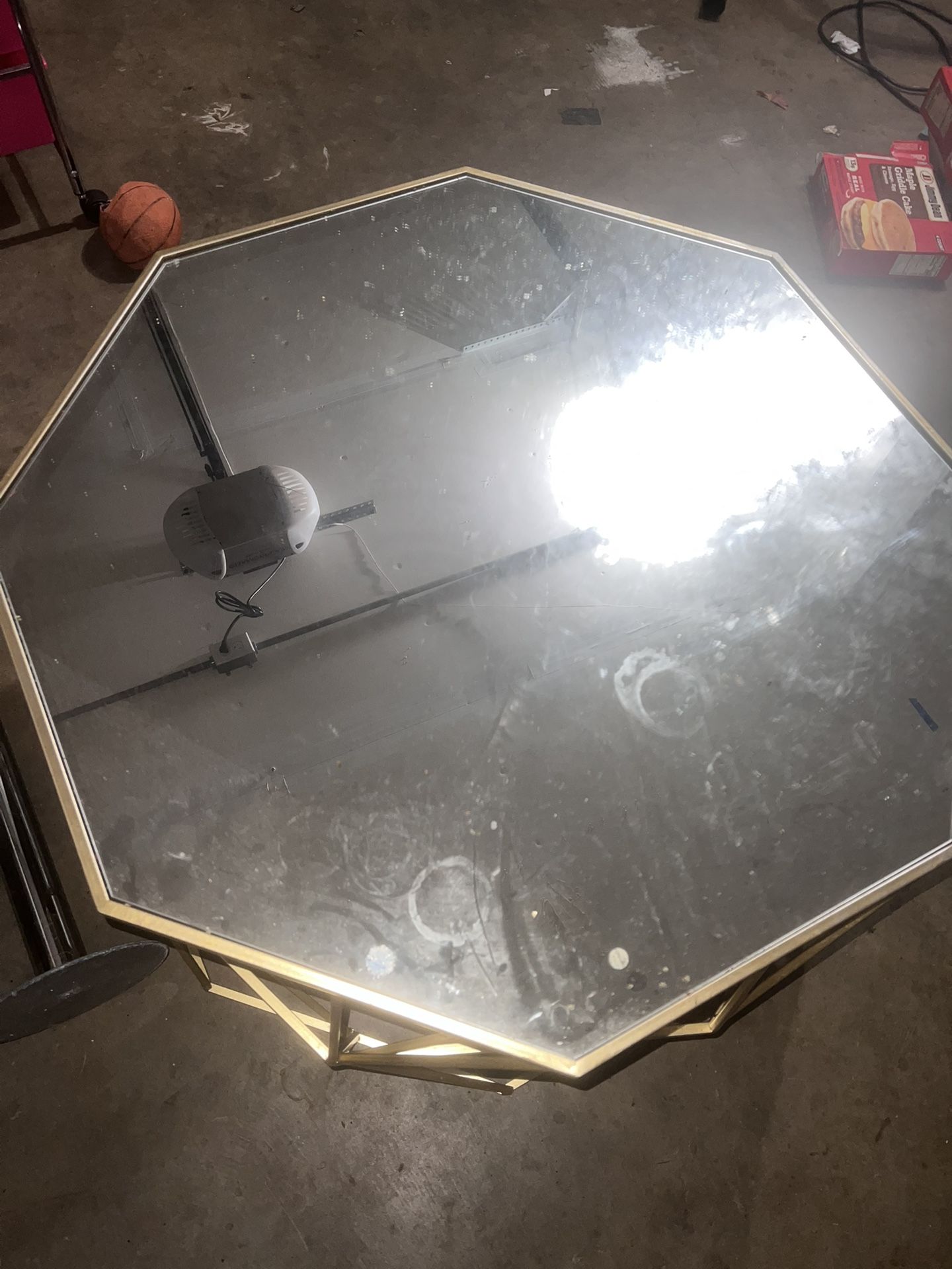 Glass Mirror Gold Table 