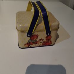 Tin Lidded Basket Small Storage Container