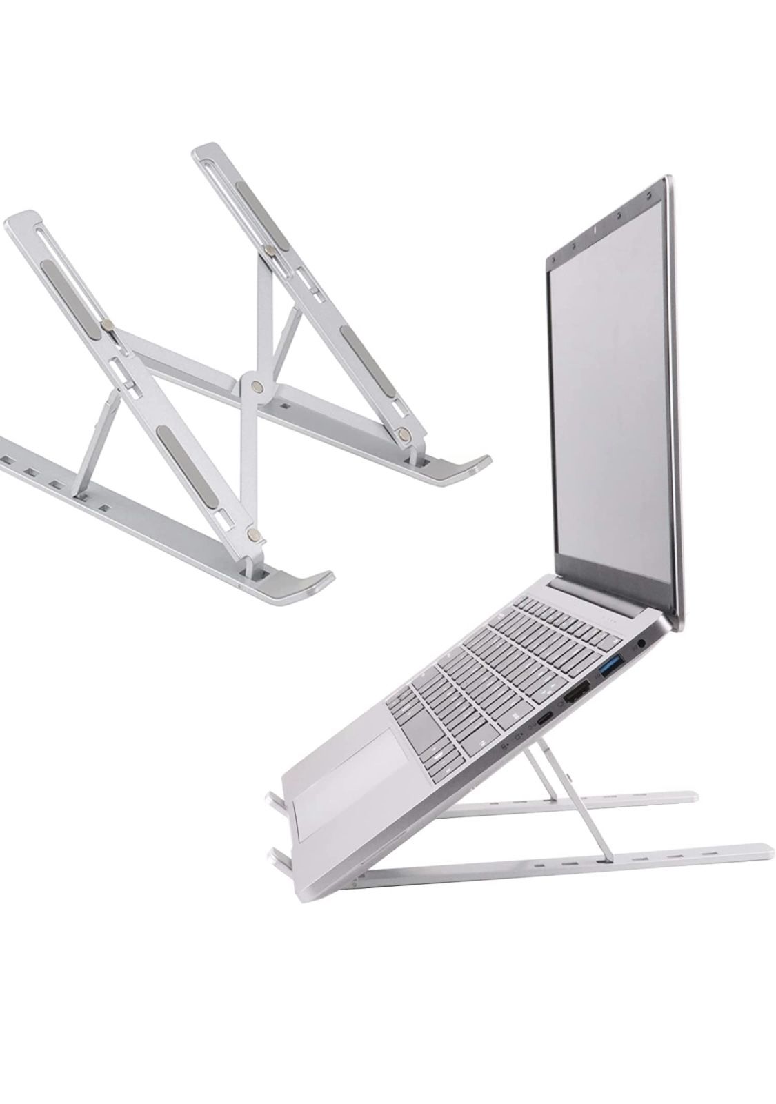 6 Levels Adjustable Laptop Stand Holder, Laptop Riser Computer Stand for Desk, Adjustable Aluminum Computer Stand Compatible for Laptop, Notebook Comp