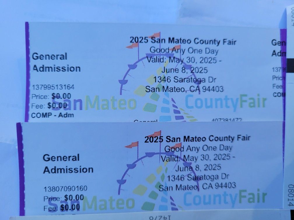 2 General Admission For San Mateo Fair