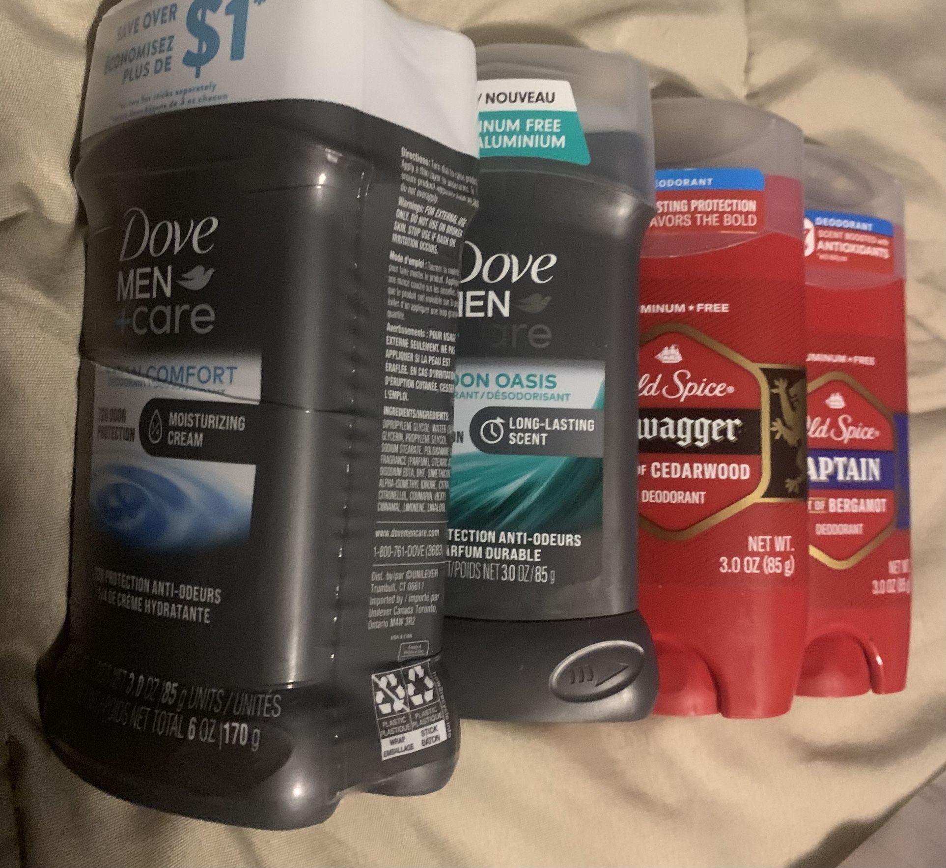 3 Dove Deodorant 2 Old Spice Bundle