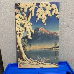 Japanese Mount Fuji Wall Art – Ukiyo-e Style Winter Landscape Canvas Print