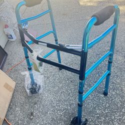 Brand New Heavy Duty Folding Blue Walker Holds Up To 500 Lb