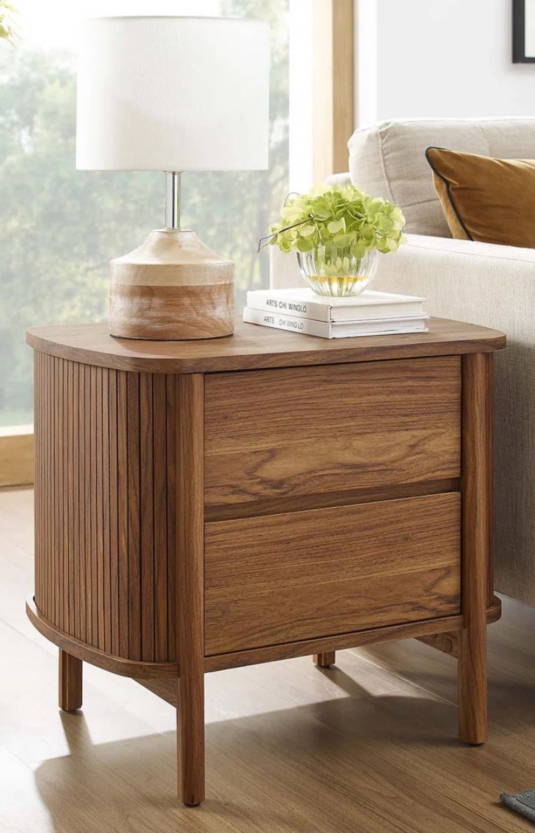 2-Drawer Walnut Nightstand
