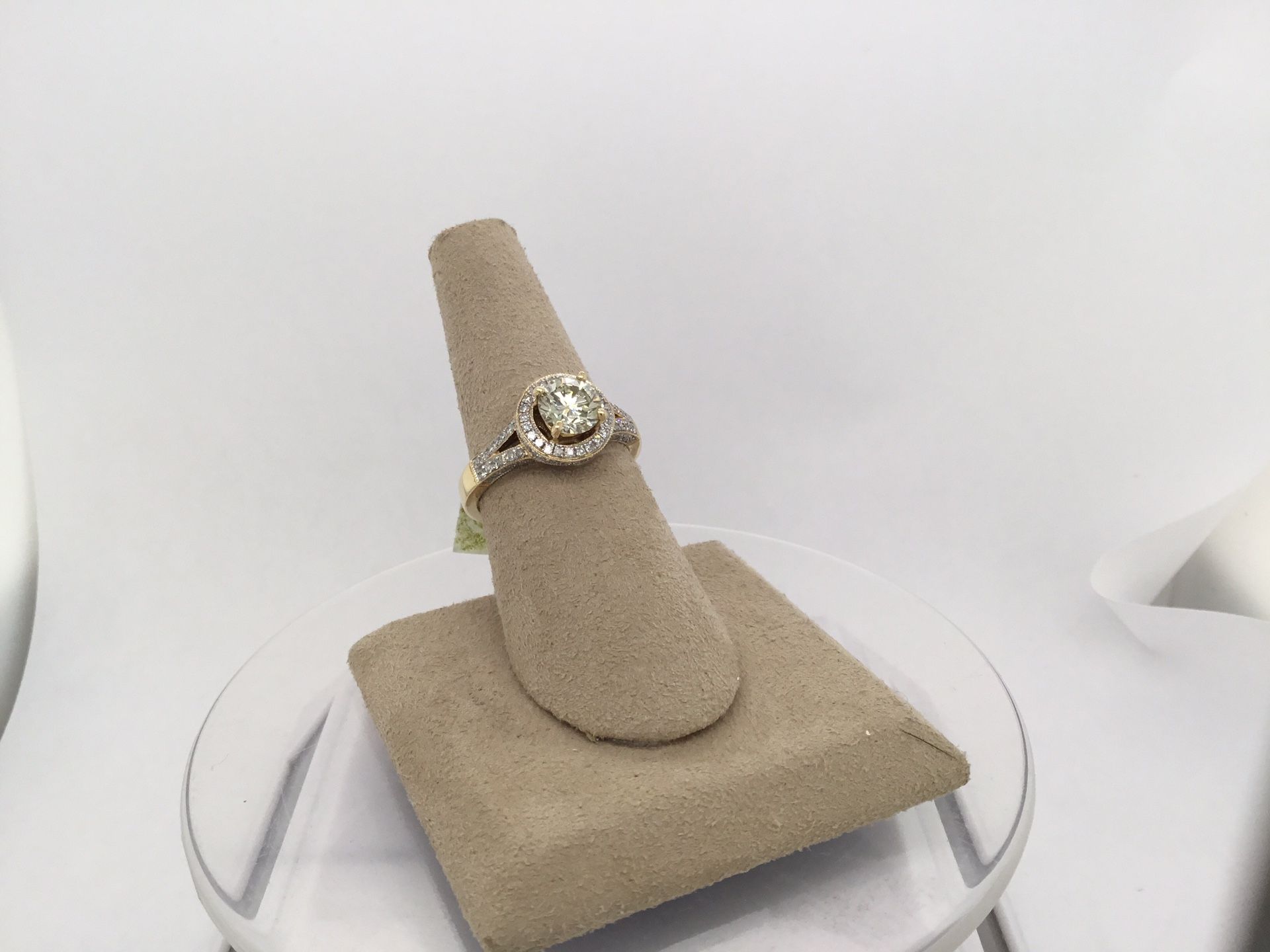 Gorgeous 14K Yellow Gold Diamond Halo Ring – 1.66 Total Carat Weight