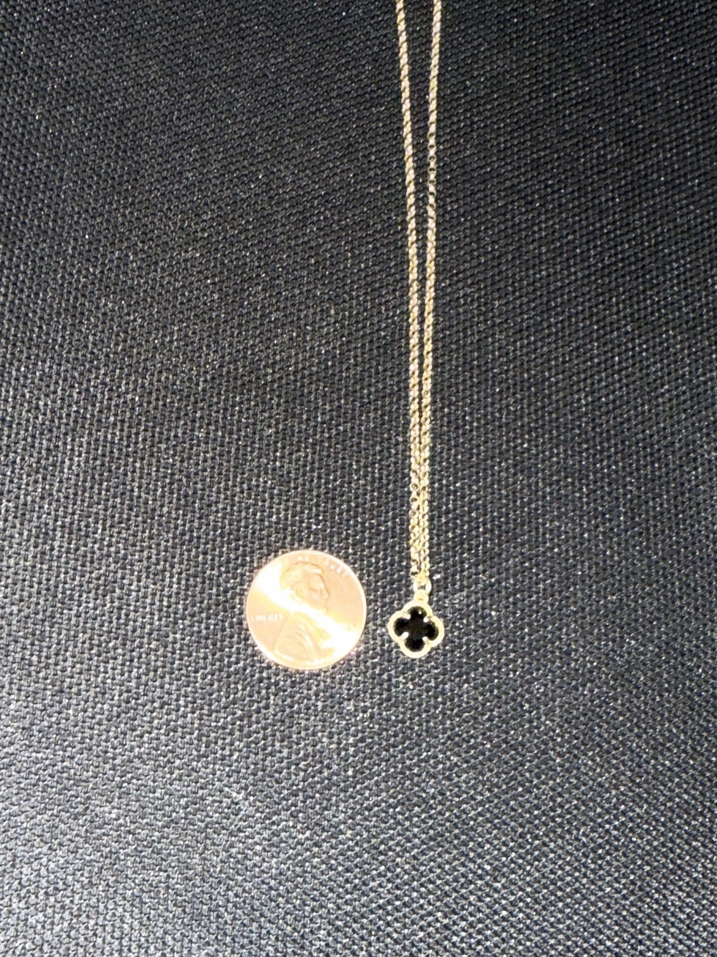 Onyx Stone With 10k Gold Chain & Clasp - 16” Chain/2” Extender