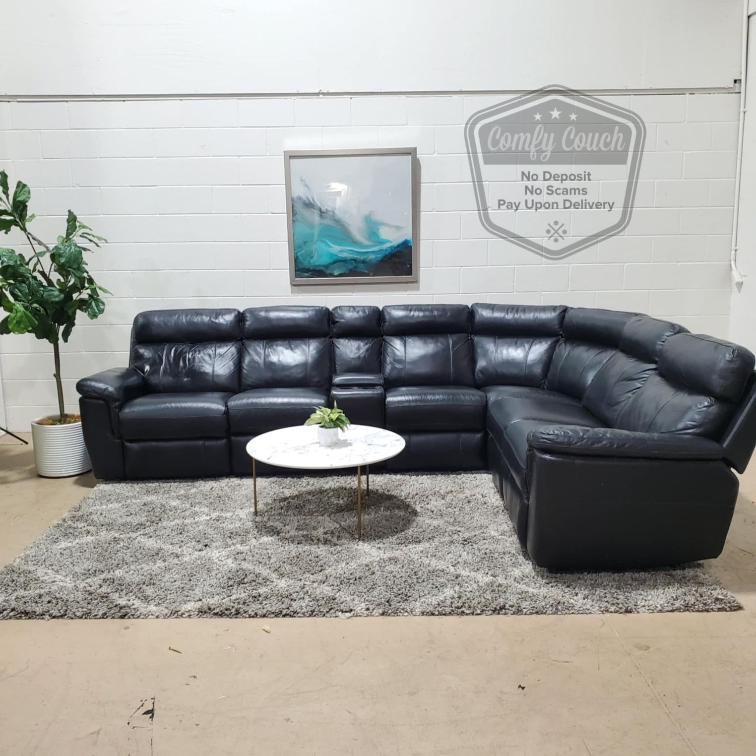 🛋️ Black Leather Reclining Sectional Sofa (Delivery Available!! )