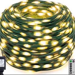 Ollny Christmas Lights Outdoor-800LED 330FT Long Plug in Green Wire Christmas Tree Lights with Remote-IP67 Waterproof 8 Modes with Timer for House Ind