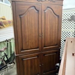Vintage Solid Wood Armoir  Made In Canada