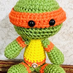 TMNT Teenage Mutant Ninja Turtle handmade Crochet Doll PLUSH figure toy MICHELANgelo