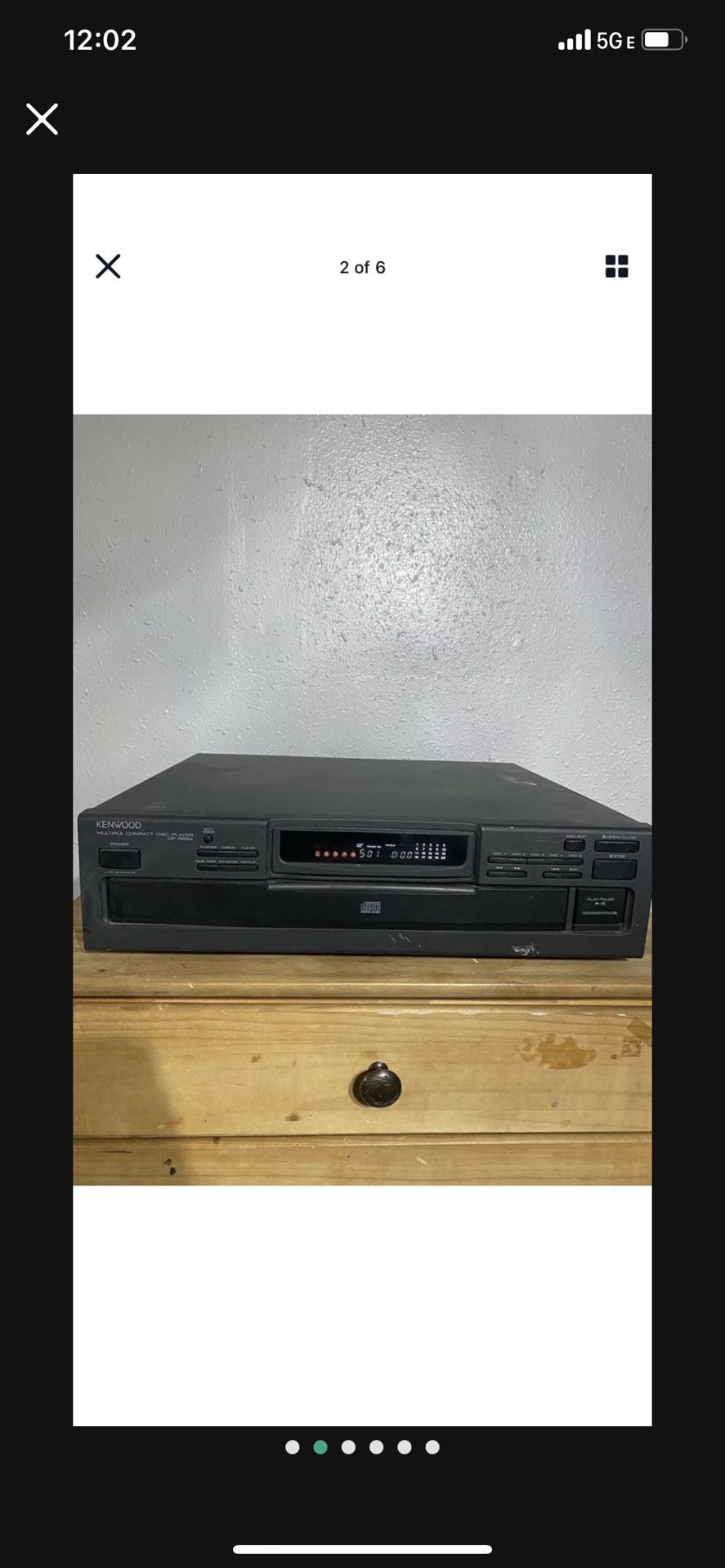 Vintage 1994 Kenwood DP-R894 5 CD Changer Player No Remote