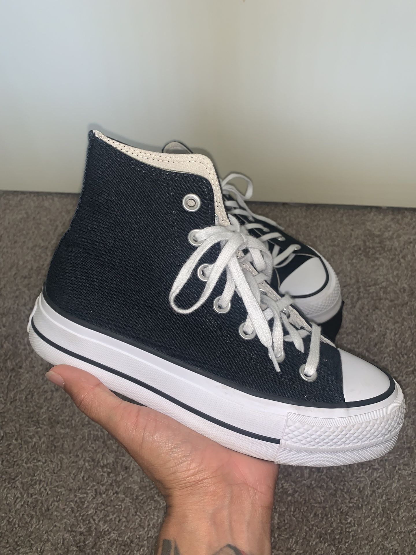 Converse White Top Lift Platform Black White