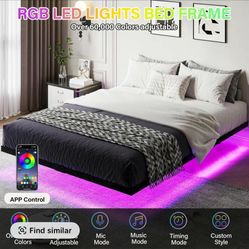 (Full Size) Floating Bed Frame, With LED Lights