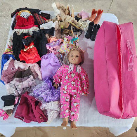 2014 American Girl Doll With Carrier And Clothes 