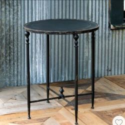 P43#7 $110 New Park Hill Colection Antique Black Metal Round Side Table In Box