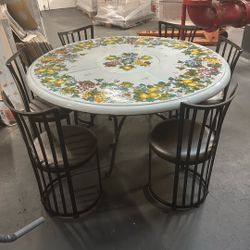 Italian volcanic Floral Paint Stone Table 