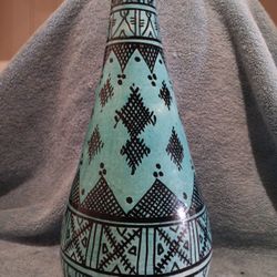 Antique Islamic Persian Turquoise Glaze Vase 12" Tall  