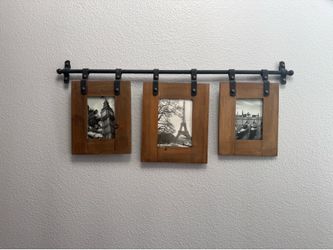 Rustic Wood Framed Trio of Prints