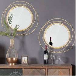 Gold Circle Mirrors Wall Decor (2)