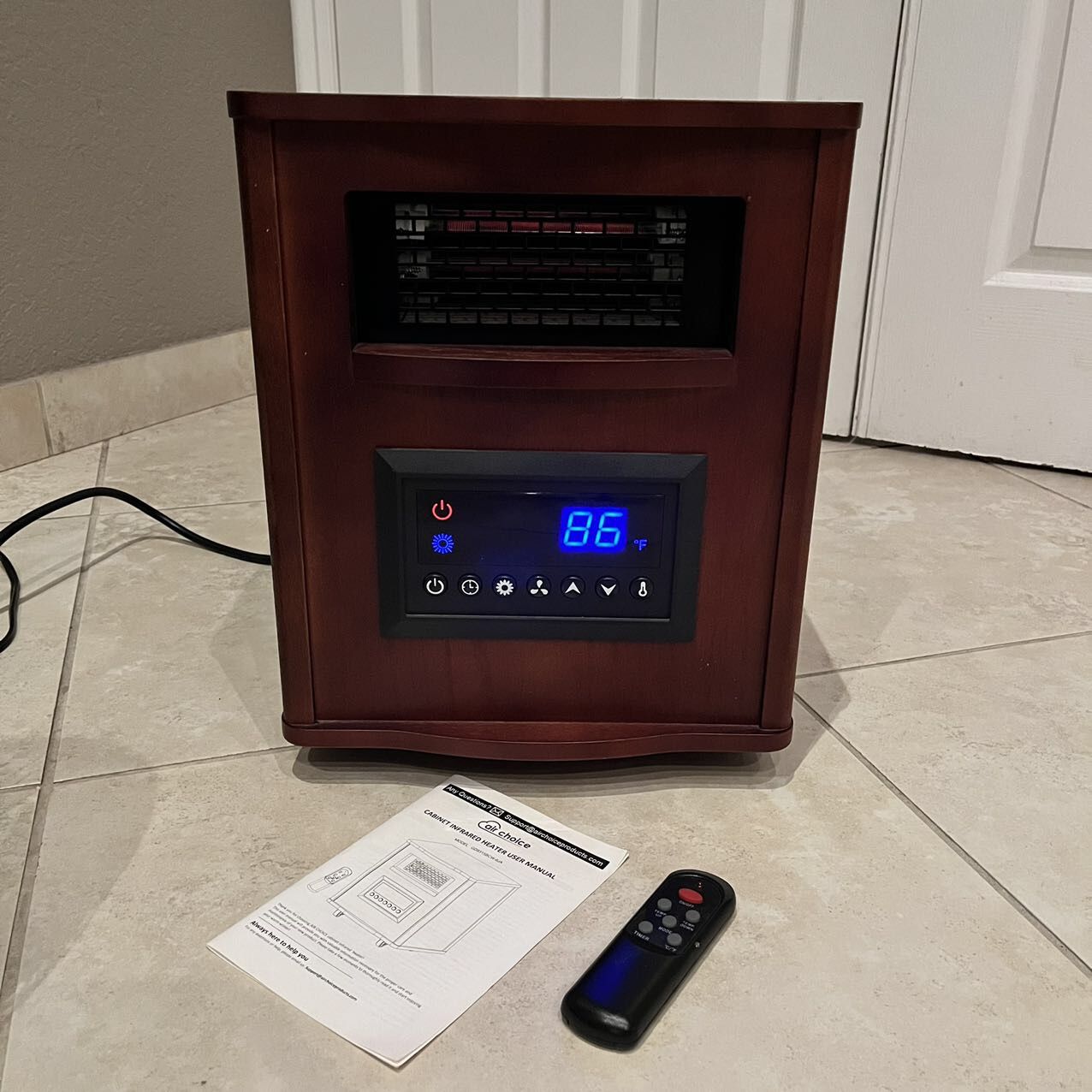 New in Box space heater Air Choice 1500W infrared room heater 3 heat modes  timer overhead protection indoor heating up to 170 square feet with remote  for Sale in Whittier, CA - OfferUp