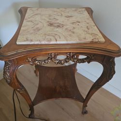 Antique Marble End Table 